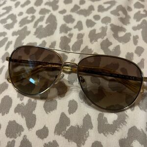 kate spade Gold-Tone Aviator Sunglasses with Brown Lenses